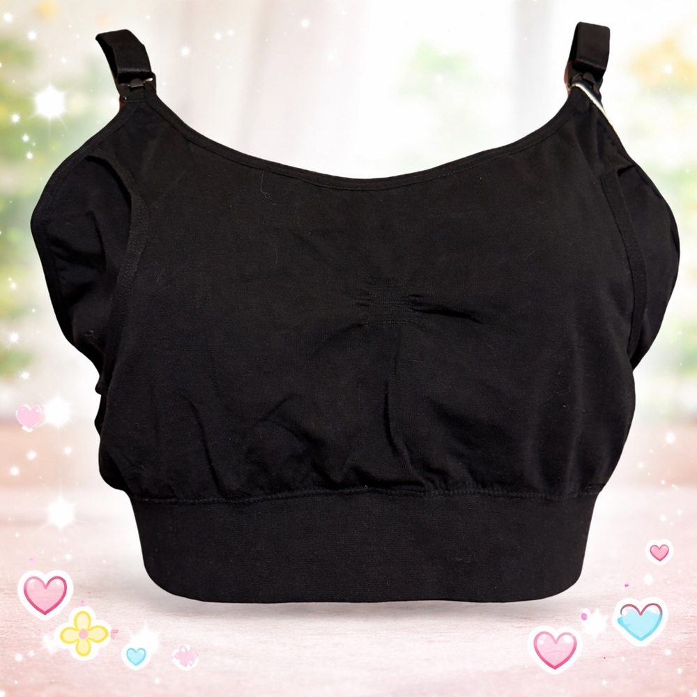 ComfortFit Black Nursing Sleep Bra with Adjustable Straps XL